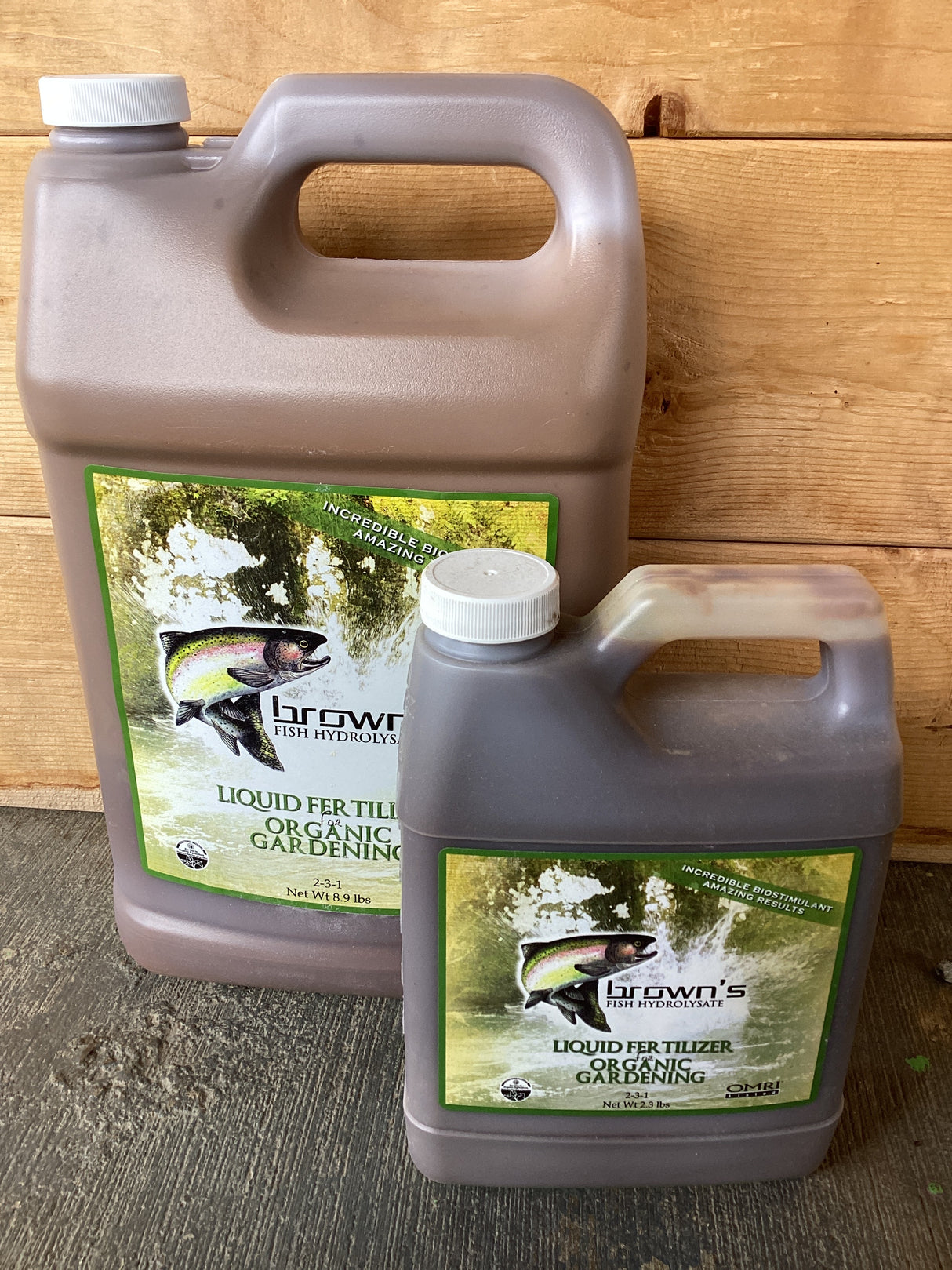 Brown’s Fish Fertilizer 2-3-1 cold-processed hydrolysate for organic plant growth, foliar feeding, and compost tea